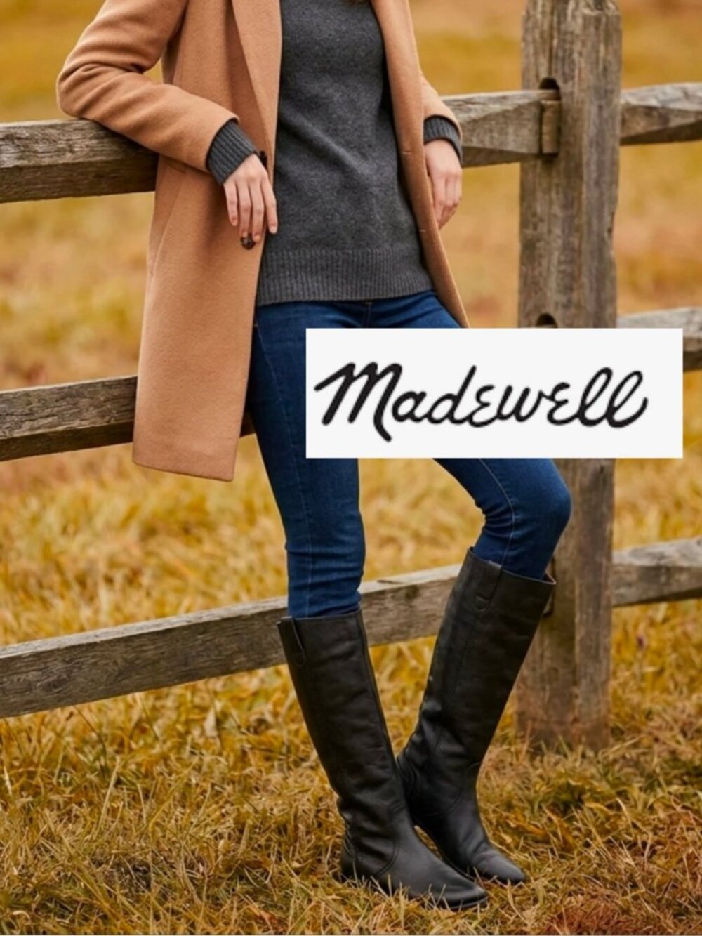 Madewell Womens Size 7.5 Black Leather Tall Pull On Classic Riding Boots E0826
